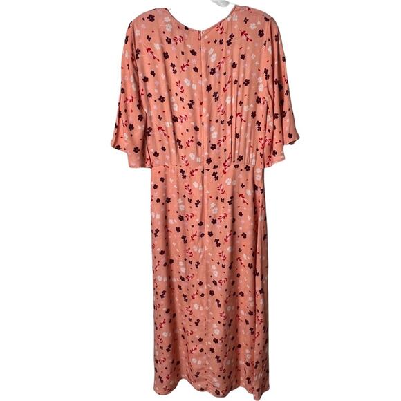 NSR PINK FLORA WHITEL PRINT MIDI WOMEN SHORT SLEEVE DRESS SIZE MEDIUM BRAND NEW - Picture 4 of 8